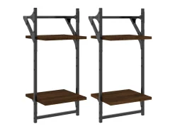 Prateleira* Estante 2 prat. c/ barras 2 pcs 30x25x65 cm carvalho PT393004 Castanho
