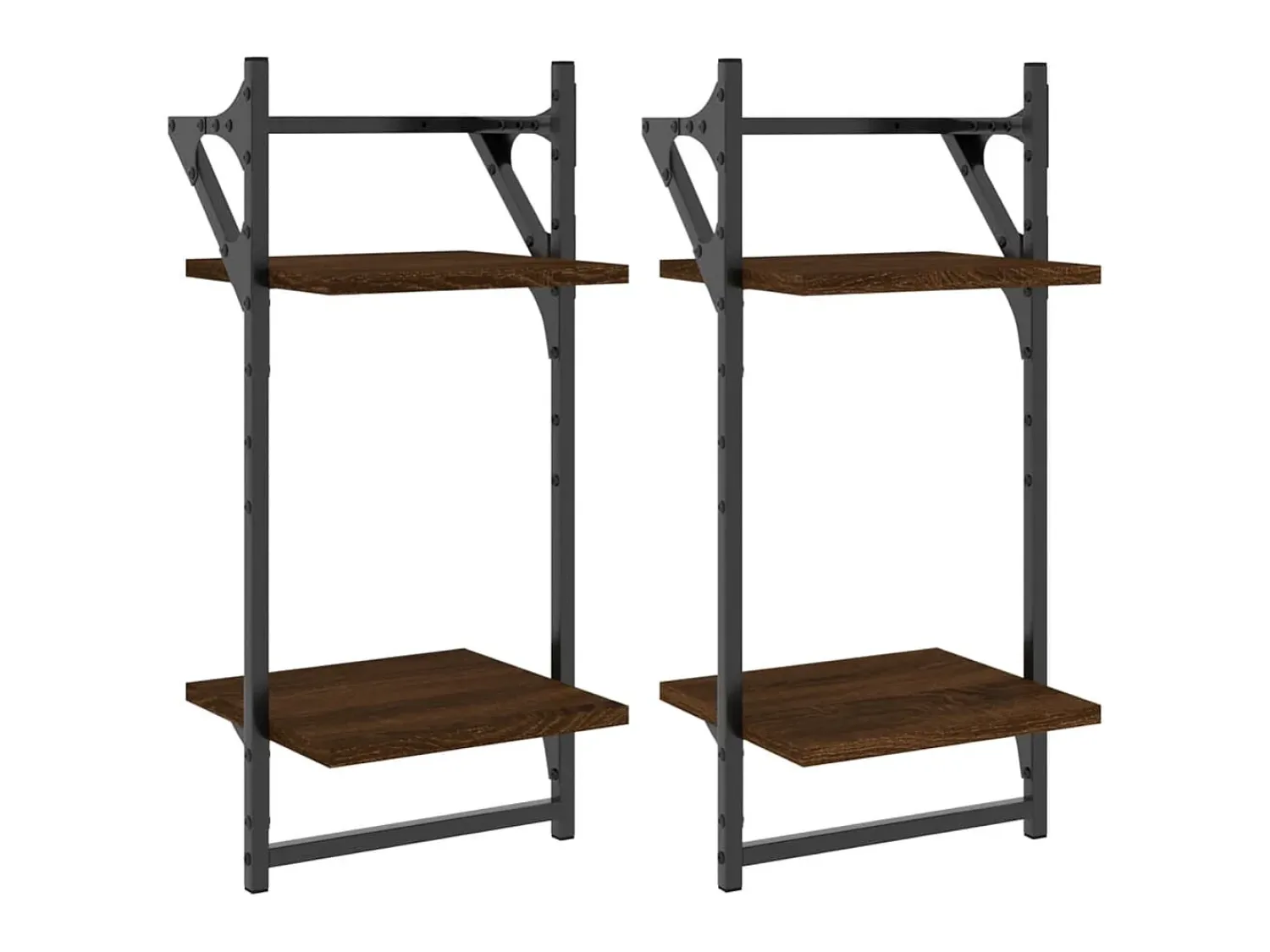 Prateleira* Estante 2 prat. c/ barras 2 pcs 30x25x65 cm carvalho PT393004 Castanho
