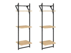 New Estante 3 prateleiras + barras 2pcs 30x25x100cm carvalho sonoma PT108214 Castanho
