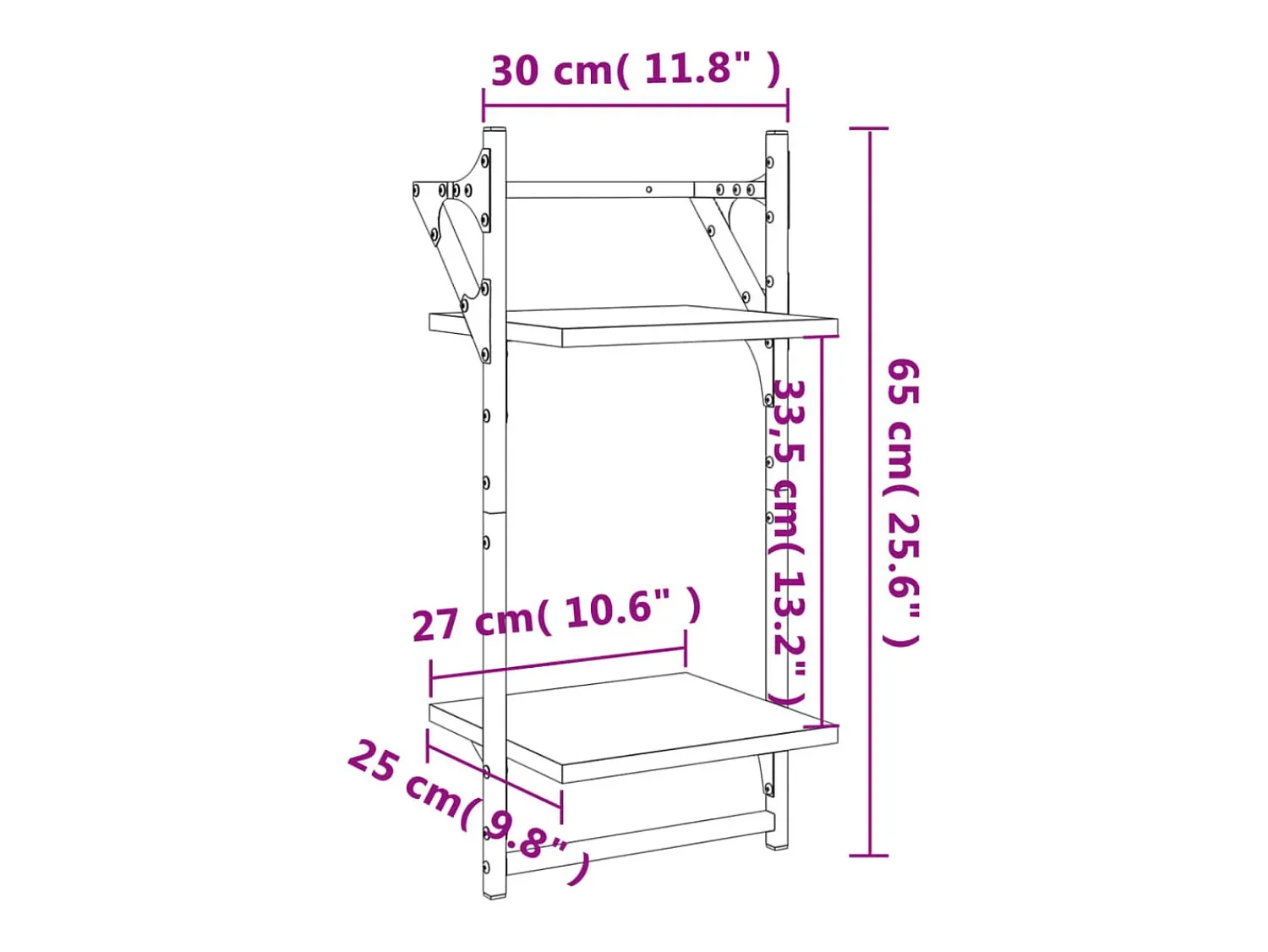 vidaxl Estante 2 prateleiras c/ barras 2pcs 30x25x65cm carvalho sonoma^ Prateleira
