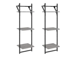 Prateleira* Estante 3 prateleiras c/ barras 2pcs 30x25x100 cm cinza sonoma PT970692 Cinzento
