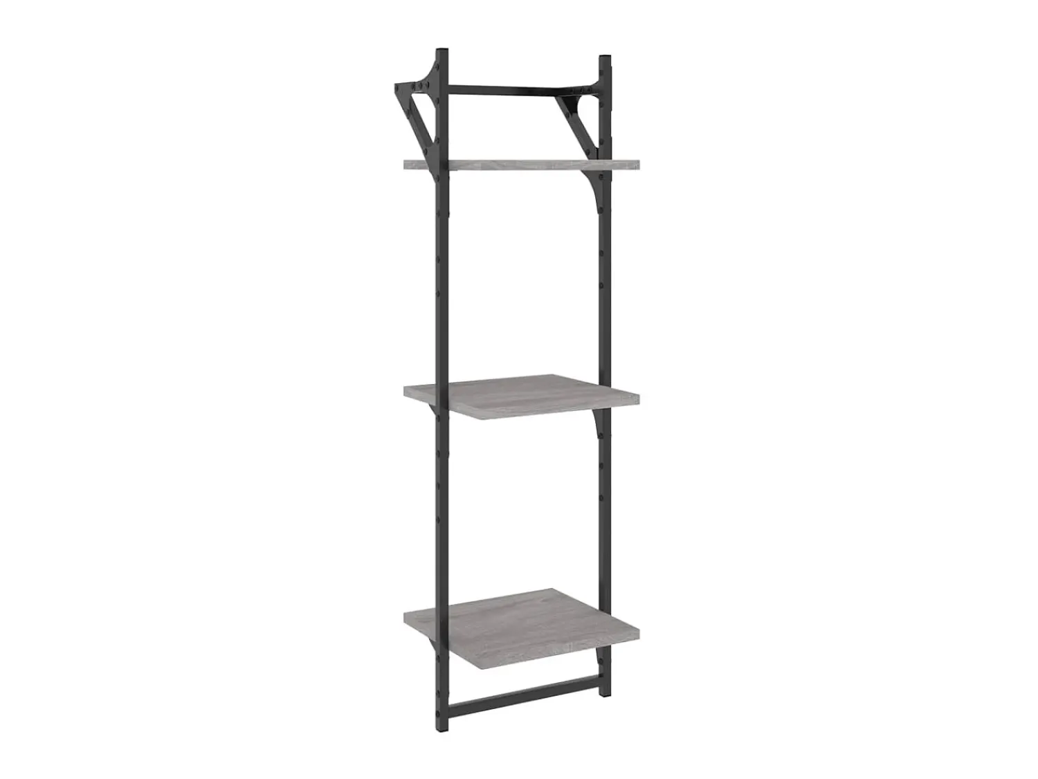 Prateleira* Estante 3 prateleiras c/ barras 2pcs 30x25x100 cm cinza sonoma PT970692 Cinzento