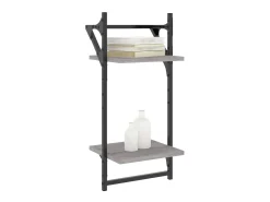 Prateleira| Estante 2 prateleiras c/ barras 2pcs 30x25x65cm sonoma PT549960 Cinzento