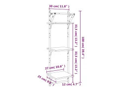 Prateleira*vidaxl Estante 3 prateleiras c/ barras 2pcs 30x25x100 cm cinza sonoma Cinzento