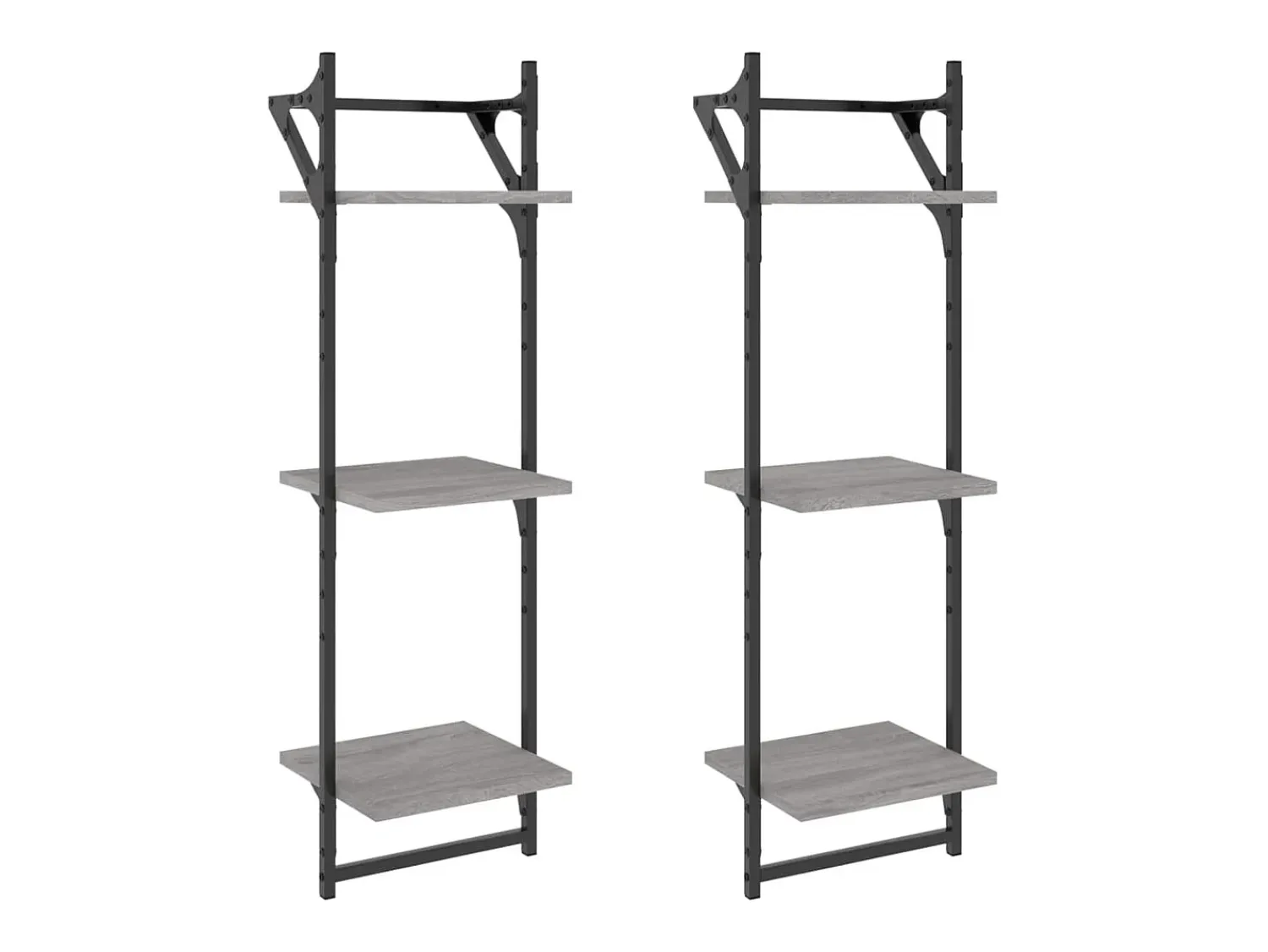 Prateleira*vidaxl Estante 3 prateleiras c/ barras 2pcs 30x25x100 cm cinza sonoma Cinzento