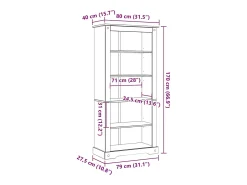 vidaxl Estante 5 prateleiras Corona Range 80x40x170 cm pinho mexicano^ Vitrina