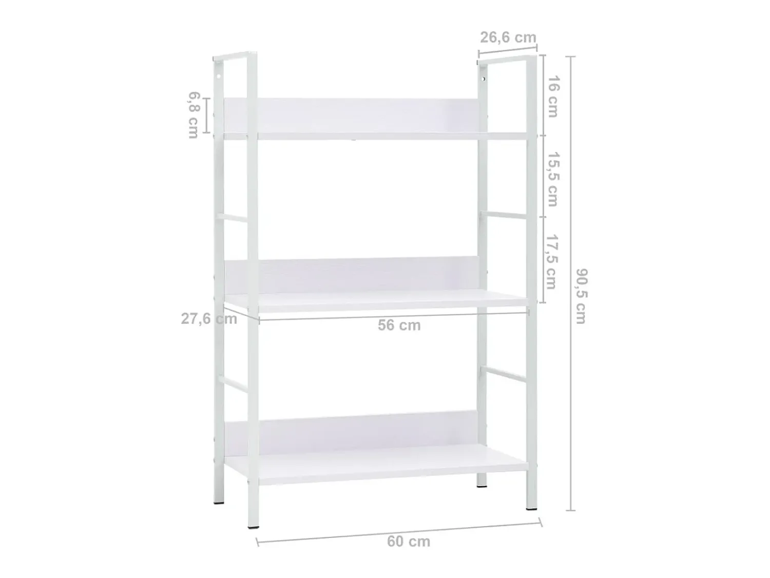 Vitrina*vidaxl Estante 3 prateleiras derivados de madeira Branco