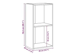 Biblioteca|vidaxl Estante 2 prateleiras 40x30x76,5 cm contraplacado cinza cimento Cinzento