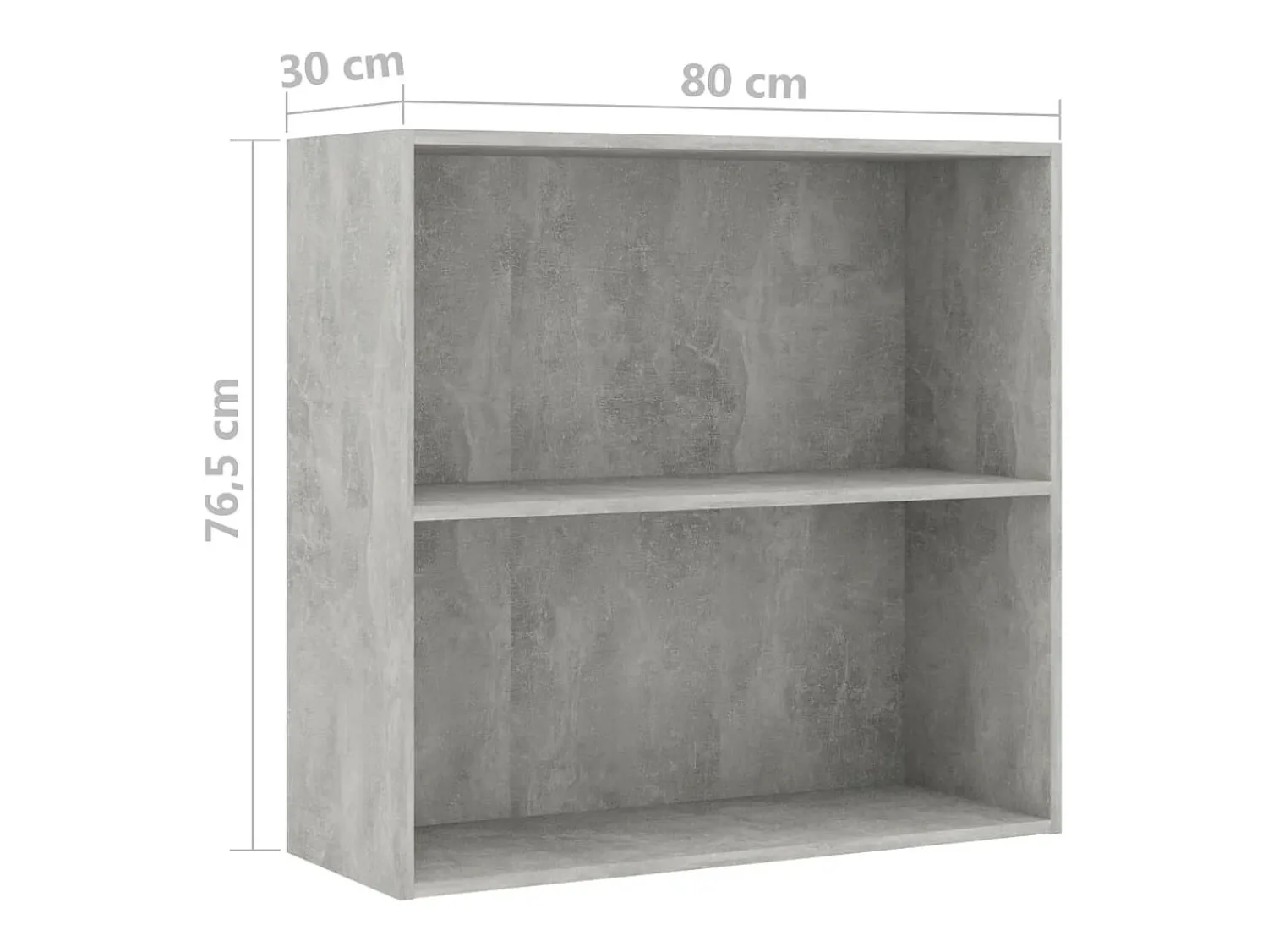 Biblioteca|vidaxl Estante 2 prateleiras 80x30x76,5cm contraplac. cimento Cinzento