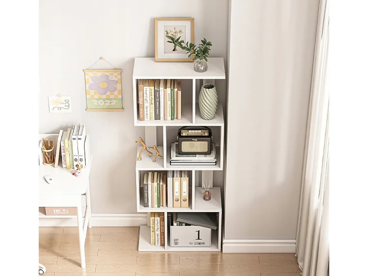 ESTANTE ABERTA DE PÉ BRANCA PRATELEIRA ARMÁRIO BIBLIOTECA MODERNA LOFT 140 CM^ Prateleira