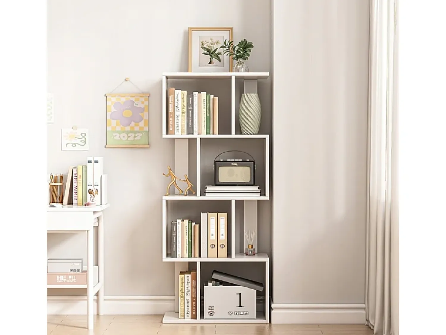 ESTANTE ABERTA DE PÉ BRANCA PRATELEIRA ARMÁRIO BIBLIOTECA MODERNA LOFT 140 CM^ Prateleira