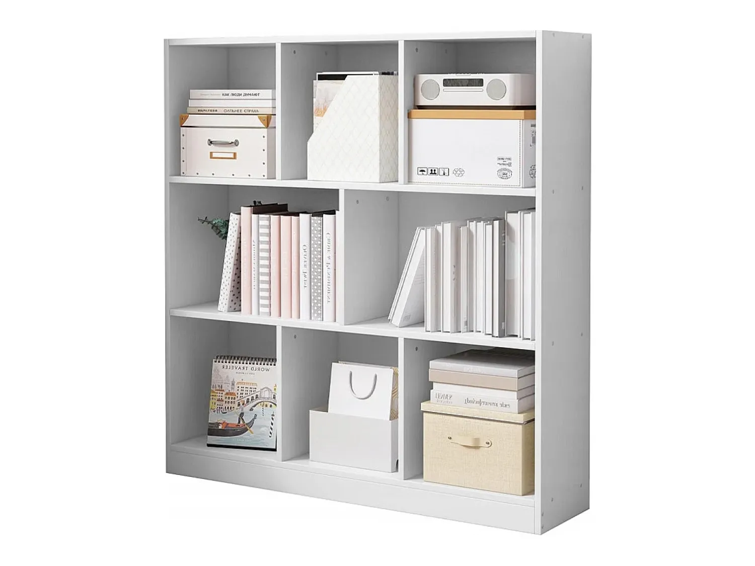 Prateleira* ESTANTE ABERTA MODERNA BRANCA PRATELEIRA ARMÁRIO CÓMODA 8 PRATELEIRAS 100 CM Branco