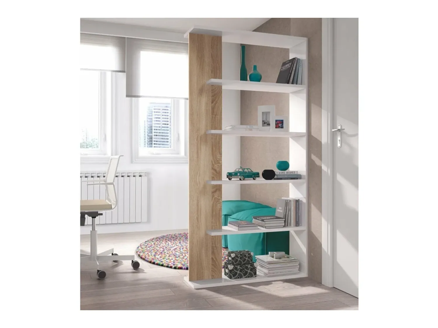 Best Loungitude Estante Alida, carvalho canadense/, 5 prateleiras, 180x90x25 cm Branco