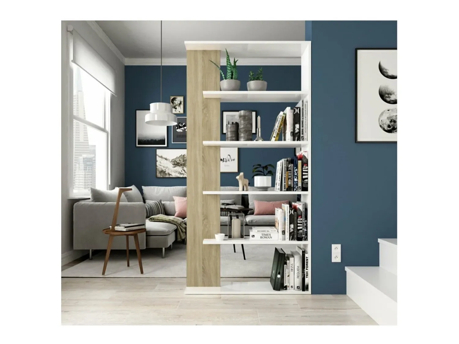 Best Loungitude Estante Alida, carvalho canadense/, 5 prateleiras, 180x90x25 cm Branco