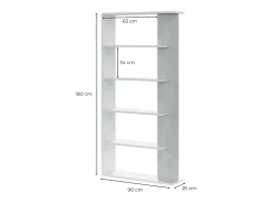 Best Loungitude Estante Alida, carvalho canadense/, 5 prateleiras, 180x90x25 cm Branco