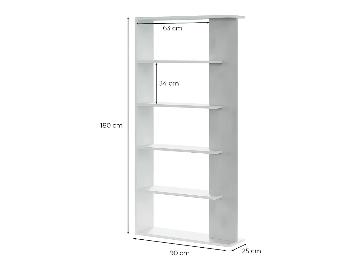 Best Loungitude Estante Alida, carvalho canadense/, 5 prateleiras, 180x90x25 cm Branco