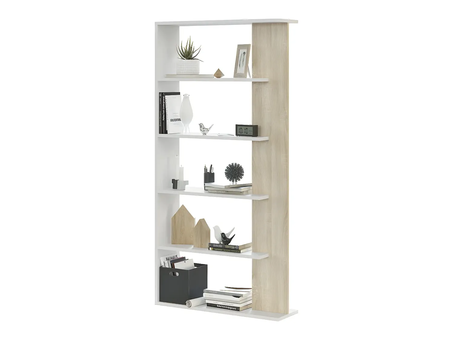 Best Loungitude Estante Alida, carvalho canadense/, 5 prateleiras, 180x90x25 cm Branco