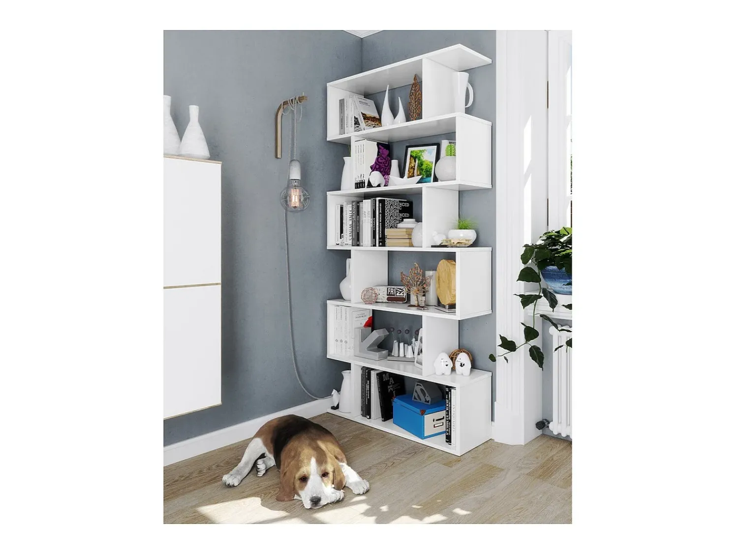 Calicosy Estante alta Athena 80x192x24 cm Sala de jantar/corredor Decoração branca Branco