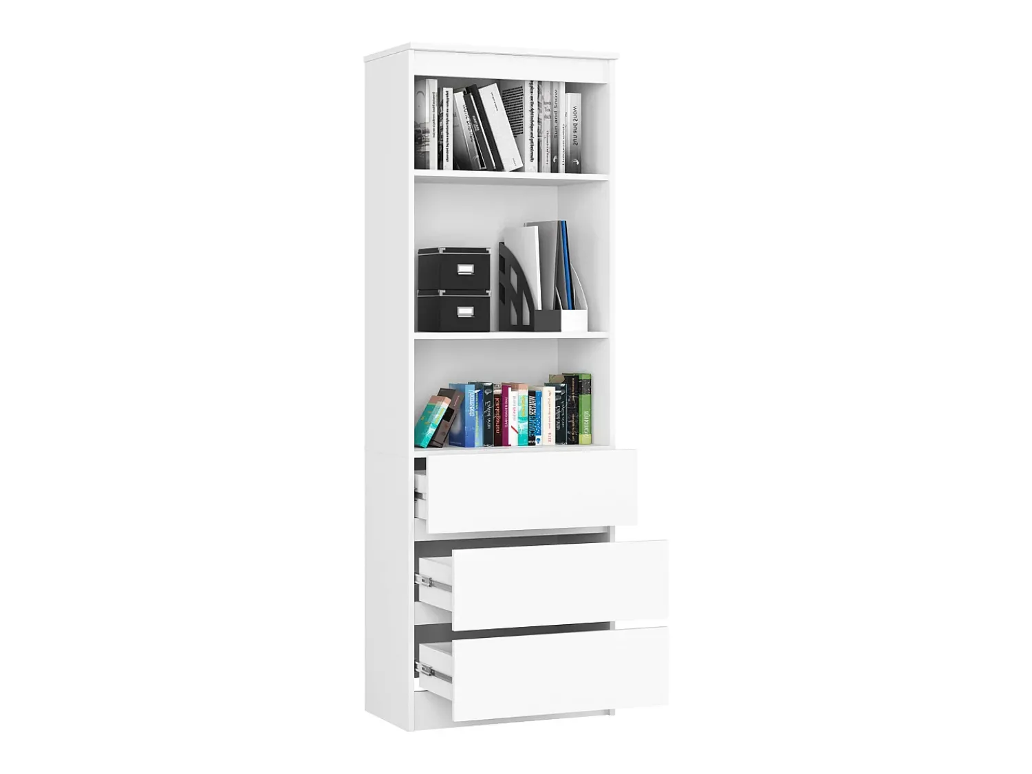 Online Akord Estante Alta com Gavetas e Portas, 60cm, , Laminado, Montagem DIY Branco