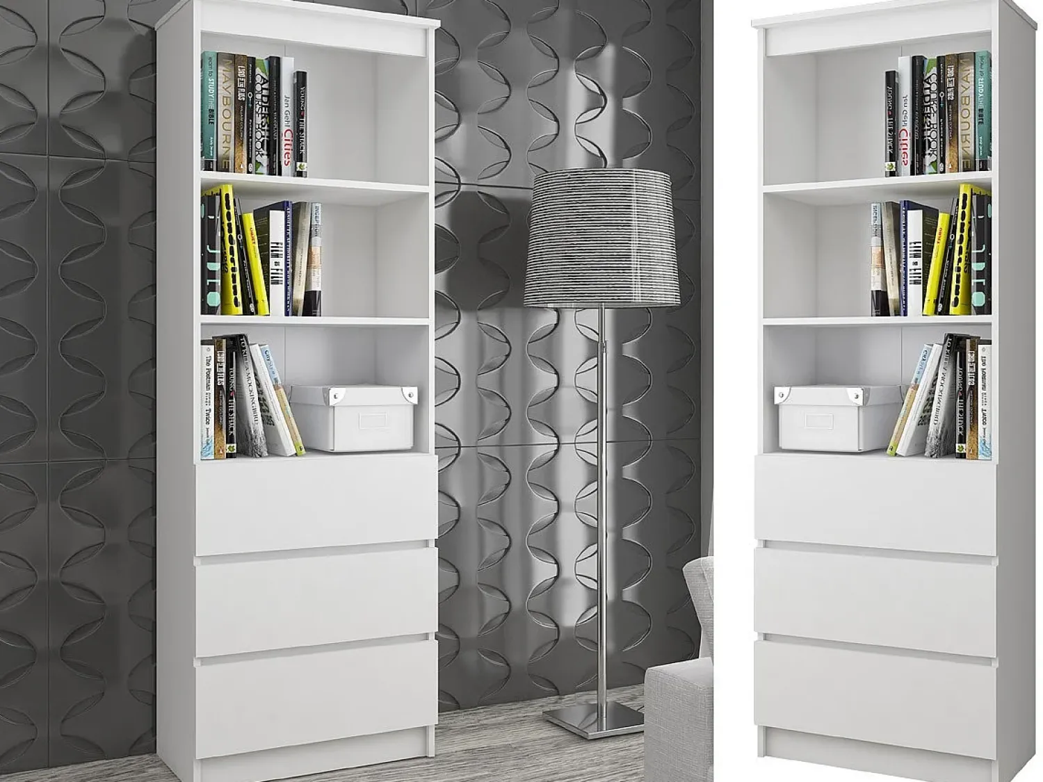 Online Akord Estante Alta com Gavetas e Portas, 60cm, , Laminado, Montagem DIY Branco