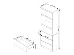 Online Akord Estante Alta com Gavetas e Portas, 60cm, , Laminado, Montagem DIY Branco