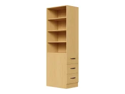 Biblioteca*Merax Estante alta para sala de estar - 60 x 38 x 180 cm - com 3 gavetas + prateleiras ajustáveis - aglomerado - cor natural Natural claro
