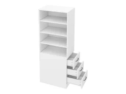 Biblioteca*Merax Estante alta para sala de estar - 60 x 38 x 180 cm - com 3 gavetas + prateleiras reguláveis - aglomerado - Branco