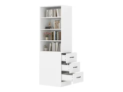 Biblioteca*Merax Estante alta para sala de estar - 60 x 38 x 180 cm - com 3 gavetas + prateleiras reguláveis - aglomerado - Branco