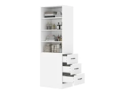 Biblioteca*Merax Estante alta para sala de estar - 60 x 38 x 180 cm - com 3 gavetas + prateleiras reguláveis - aglomerado - Branco