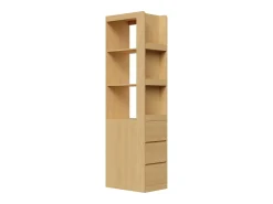 Merax Estante alta para sala de estar - 60 x 40 x 200 cm - com 3 gavetas + prateleiras - aglomerado - cor natural^ Biblioteca