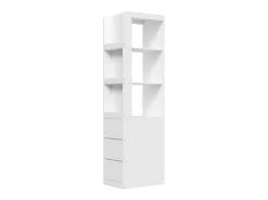 Biblioteca|Merax Estante alta para sala de estar - 60 x 40 x 200 cm - com 3 gavetas + prateleiras - aglomerado - branca Branco