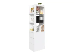 Biblioteca|Merax Estante alta para sala de estar - 60 x 40 x 200 cm - com 3 gavetas + prateleiras - aglomerado - branca Branco