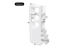 Biblioteca|Merax Estante alta para sala de estar - 60 x 40 x 200 cm - com 3 gavetas + prateleiras - aglomerado - branca Branco