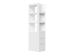 Biblioteca|Merax Estante alta para sala de estar - 60 x 40 x 200 cm - com 3 gavetas + prateleiras - aglomerado - branca Branco