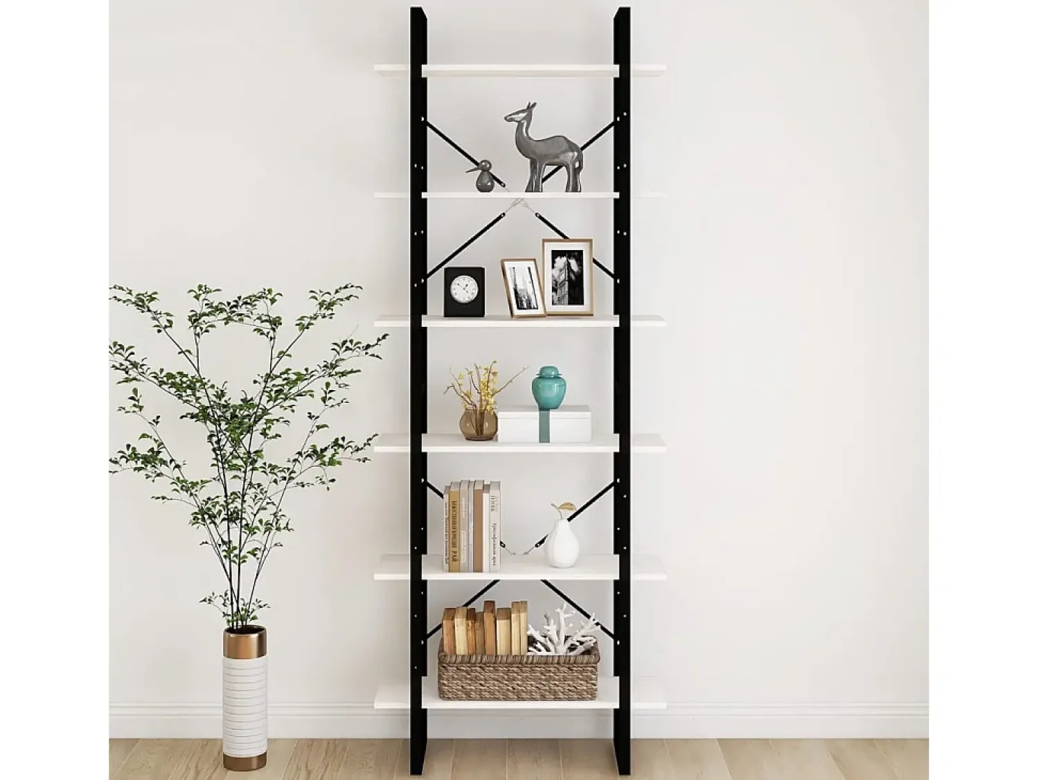 Outlet vidaxl Estante alta 80x30x210 cm madeira de pinho maciça branco Castanho