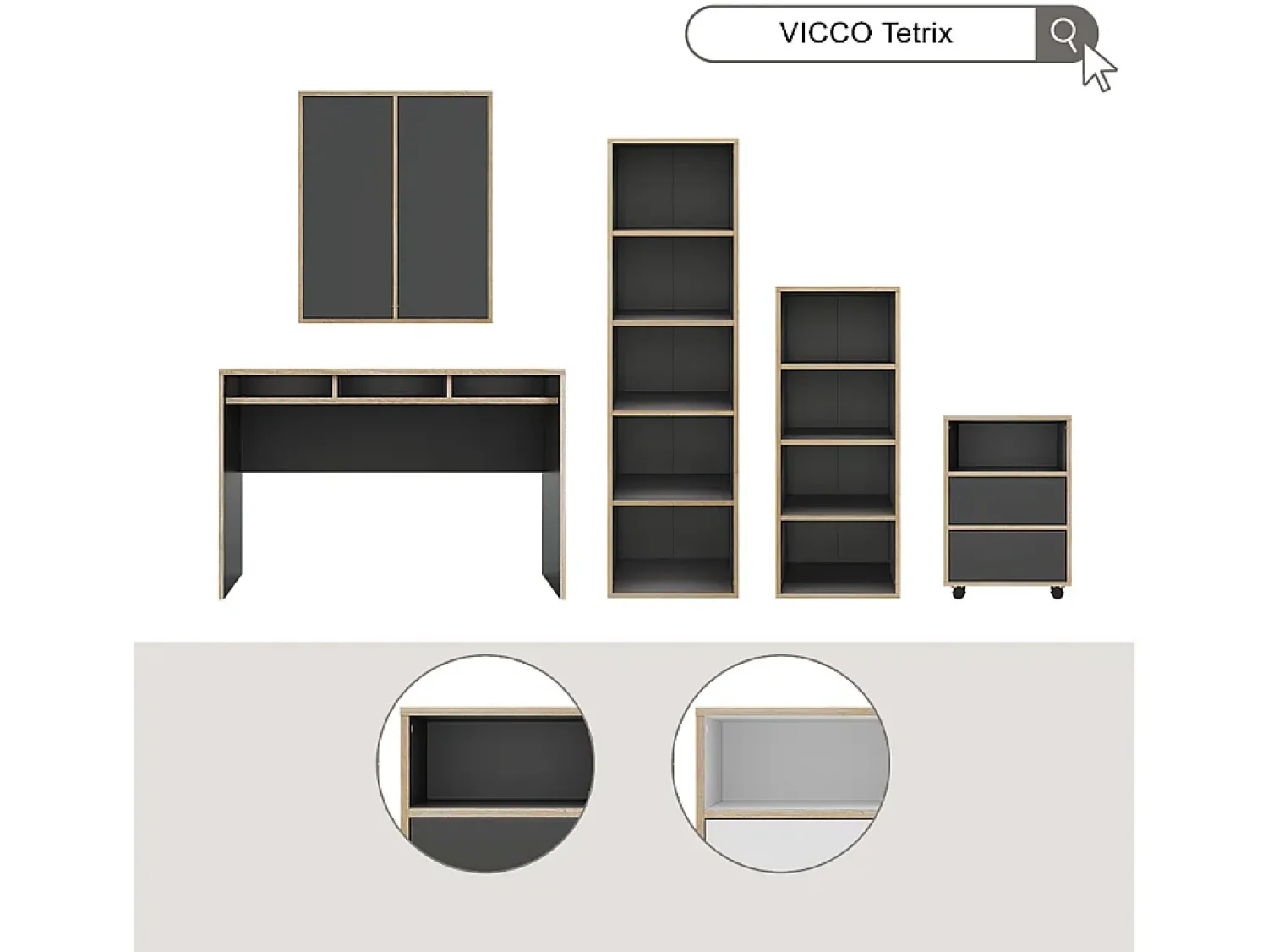 Hot Vicco Estante antracite 40x30x140 tetrix Cinza antracite