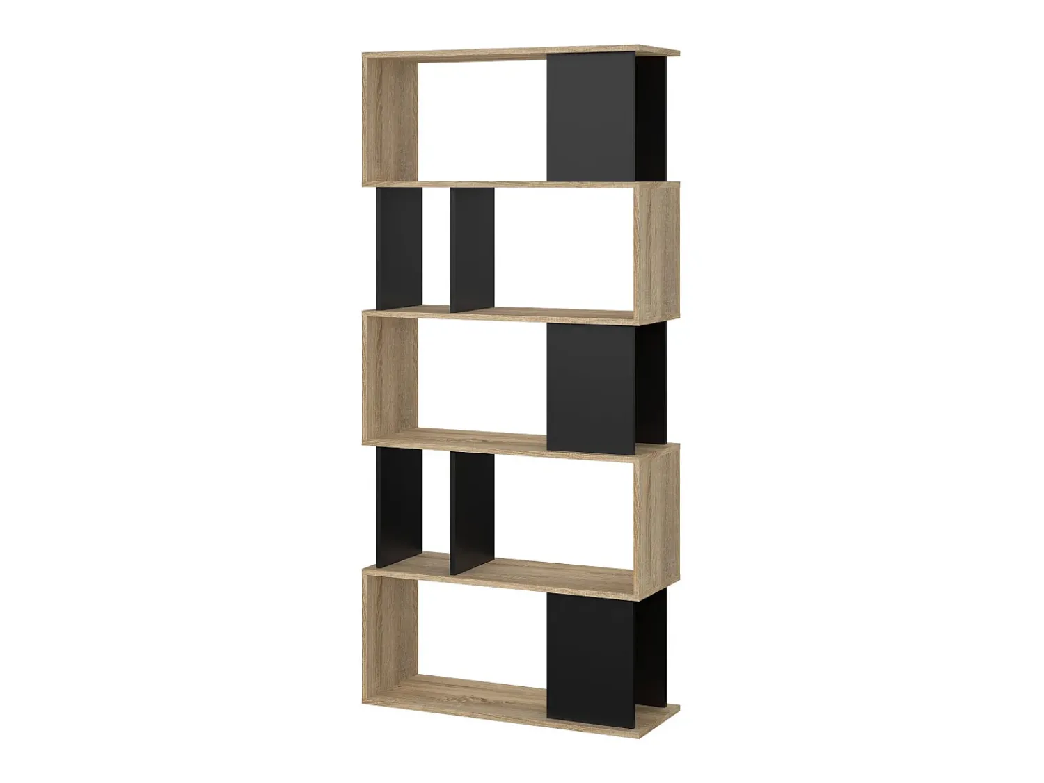 Dmora Estante Arg, estante de escritório, estante, biblioteca, 80x29 h175 cm, carvalho e preto^ Prateleira
