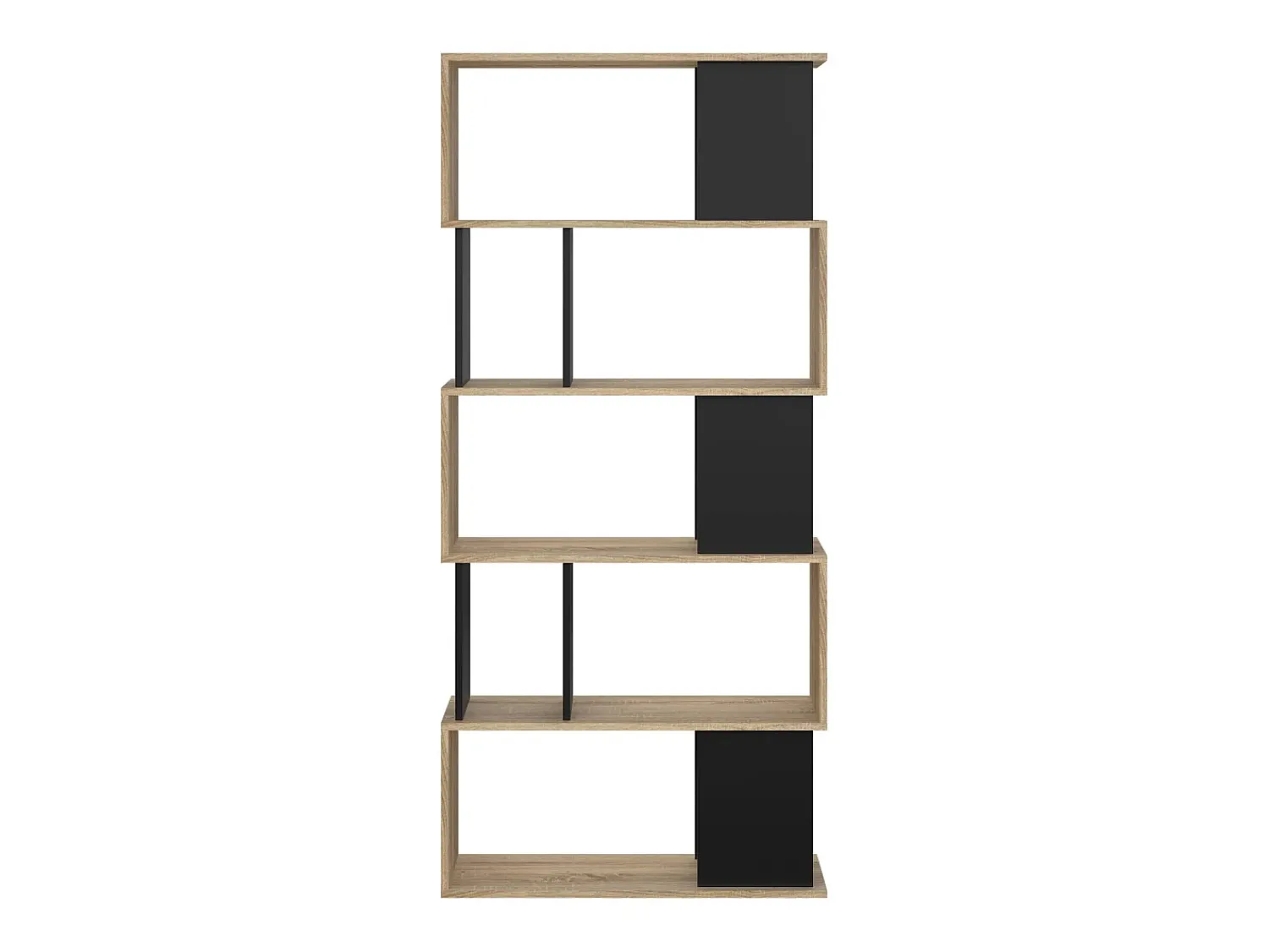 Dmora Estante Arg, estante de escritório, estante, biblioteca, 80x29 h175 cm, carvalho e preto^ Prateleira