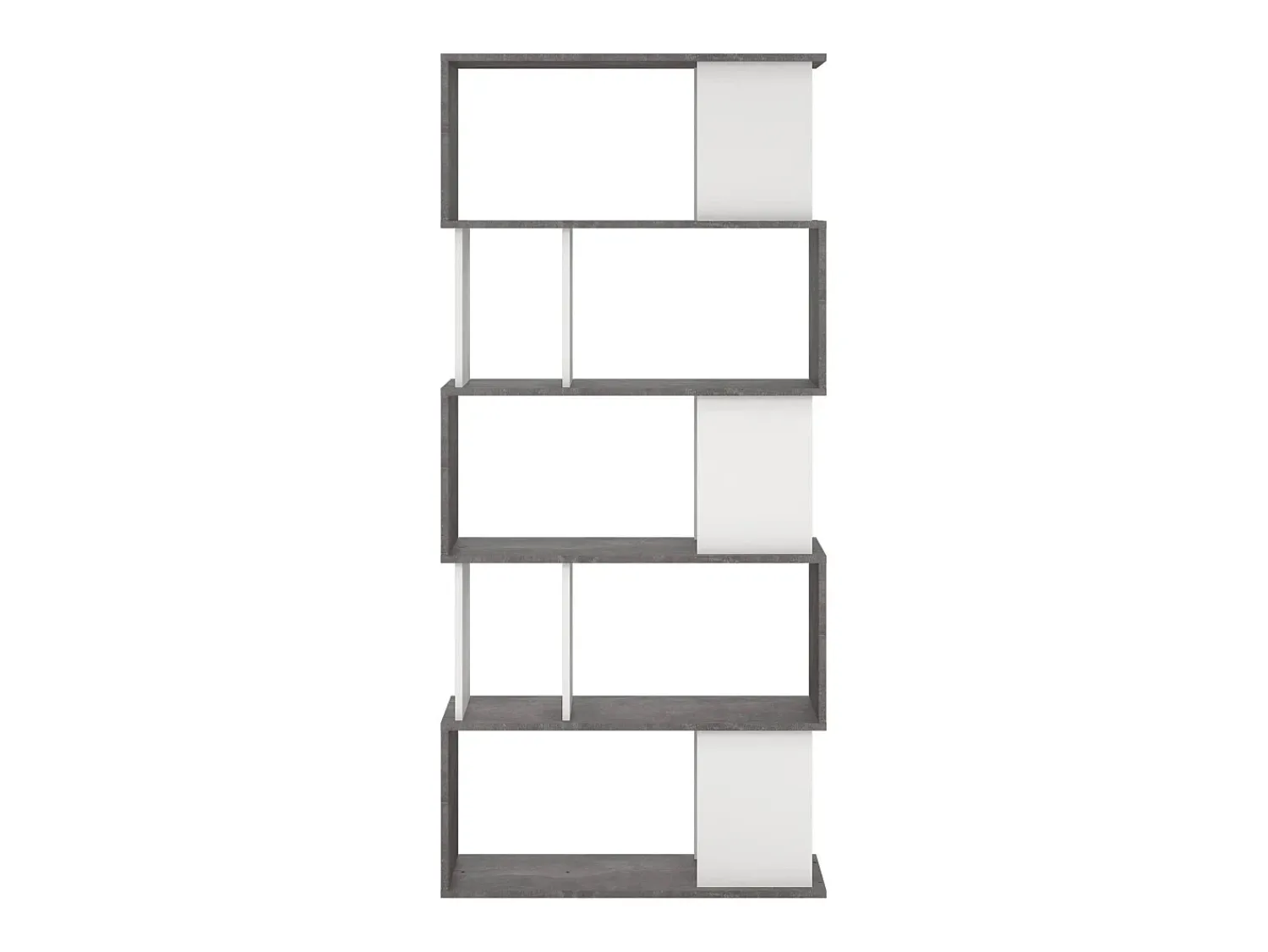 Prateleira|Dmora Estante Arg, Estante de escritório, Estante, Biblioteca, 80x30 h175 cm, Cimento e Branco Cinzento