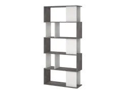 Prateleira|Dmora Estante Arg, Estante de escritório, Estante, Biblioteca, 80x30 h175 cm, Cimento e Branco Cinzento