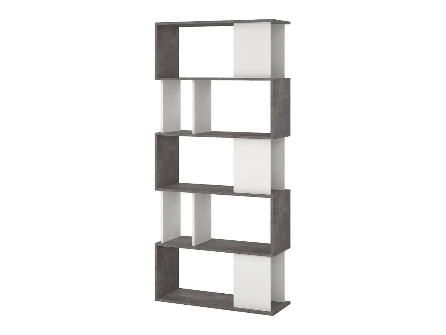 Prateleira|Dmora Estante Arg, Estante de escritório, Estante, Biblioteca, 80x30 h175 cm, Cimento e Branco Cinzento