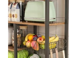 Móvel De Arrumação| Estante armário de cozinha marrom escuro industrial madeira retro ilha prateleira Natural escuro