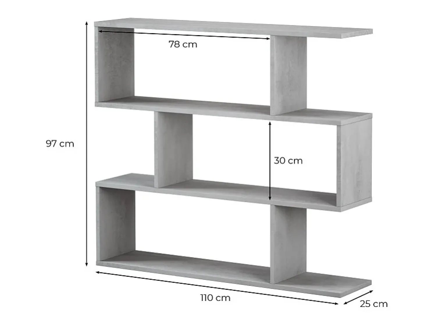 Loungitude Estante baixa Athena Cimento branco 110x97x24 cm Sala de estar Sala de jantar^ Prateleira