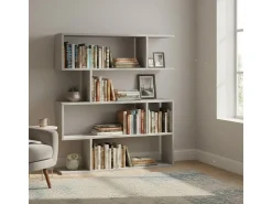 Loungitude Estante baixa Athena Cimento branco 110x97x24 cm Sala de estar Sala de jantar^ Prateleira