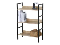 Discount Estante baixa com 3 prateleiras, sala de estar em carvalho preto cambriano, 60x93x28 cm Preto / Natural claro