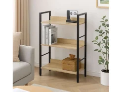 Discount Estante baixa com 3 prateleiras, sala de estar em carvalho preto cambriano, 60x93x28 cm Preto / Natural claro