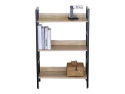 Discount Estante baixa com 3 prateleiras, sala de estar em carvalho preto cambriano, 60x93x28 cm Preto / Natural claro