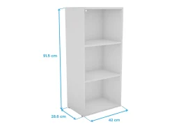 Sale Estante baixa Plea para sala de estar, 3 níveis, melamina branca fosca, 42x92x29 cm Branco
