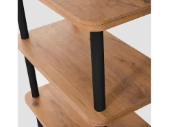 Discount Concept-Usine Estante baixo design SOFIE 180 cm madeira natural e pés pretos, 3 prateleiras melaminadas, montagem sem ferramentas Natural claro