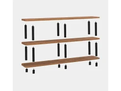 Discount Concept-Usine Estante baixo design SOFIE 180 cm madeira natural e pés pretos, 3 prateleiras melaminadas, montagem sem ferramentas Natural claro